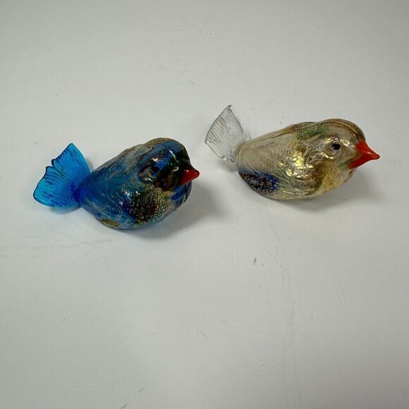 Made in Murano Italy Blown Glass 2 Birds Vintage Multicolor 3.5"x 2.5" - Picture 4 of 13